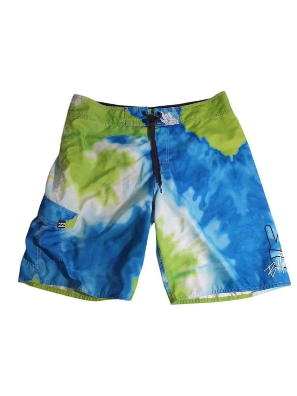 Billabong Tie Dye Board Shorts Swimwear Size 36 Recycled Fabric Waist Pocket